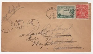 1929 Jun 4th. Taxed Flight Cover. Perth to Adelaide then Buffalo, New York, USA. - Picture 1 of 2