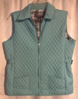 PECK & PECK WOMEN'S AQUA CINCHED WAIST QUILTED LIGHTWEIGHT VEST SIZE LARGE - Image 1 of 4