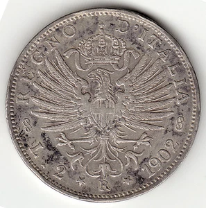 KINGDOM OF ITALY VICTOR EMANUEL III 1902R 2 LIRE VF/XF - Picture 1 of 2