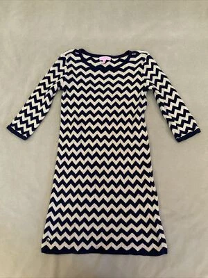 Vestido Suéter Niñas Lilly Pulitzer XL 12-14 Chevron Azul Marino Dorado Foto 1 de 4