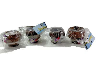 NEW OLD STOCK 4X Coconut Cup 10 oz w Flower/Straw Luau Party Supply & Decor - Image 1 of 4