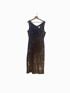 DKNY Women's Sleeveless Sequin Midi Dress Brown Party Cocktail Size 12 - Picture 1 of 10