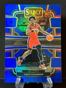 2023-24 Amen Thompson Panini Select Blue Silver Prizm Rockets - Picture 1 of 2