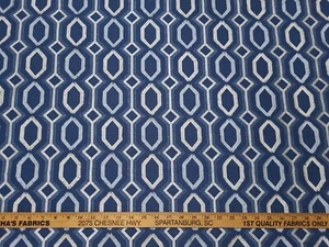 P Kaufmann MAISIE DENIM Indigo Blue Eyelash Embroidered Diamond Drapery Fabric - Picture 1 of 4