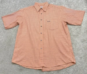 Pringle of Scotland Shirt Men's Large Short Sleeve Button Down Orange Check 5652 - Picture 1 of 6