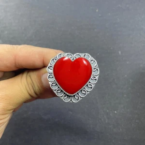 Red Coral 925 Sterling Silver Ring Handmade Gemstone Ring Birthday Gift For Her - Picture 1 of 10