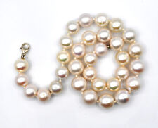 Sterling Silver White Fresh Water Pearls Beads Necklace #E
