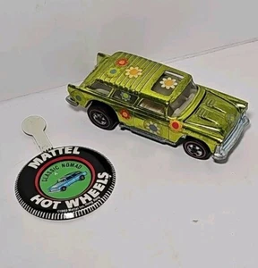 Hot Wheels Redlines 1969 Classic Nomad Olive Yellow Green Flower Stickers BUTTON - Picture 1 of 11