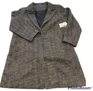 Women's Long Topper Coat Apt. 9 XX-Large Black Herringbone New XXL - Picture 1 of 9