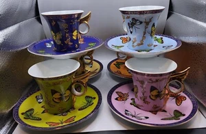 12 Ceramic Classic Butterflies Coffee Tea Matching Cup Sauce Colorful Butterfly  - Picture 1 of 24