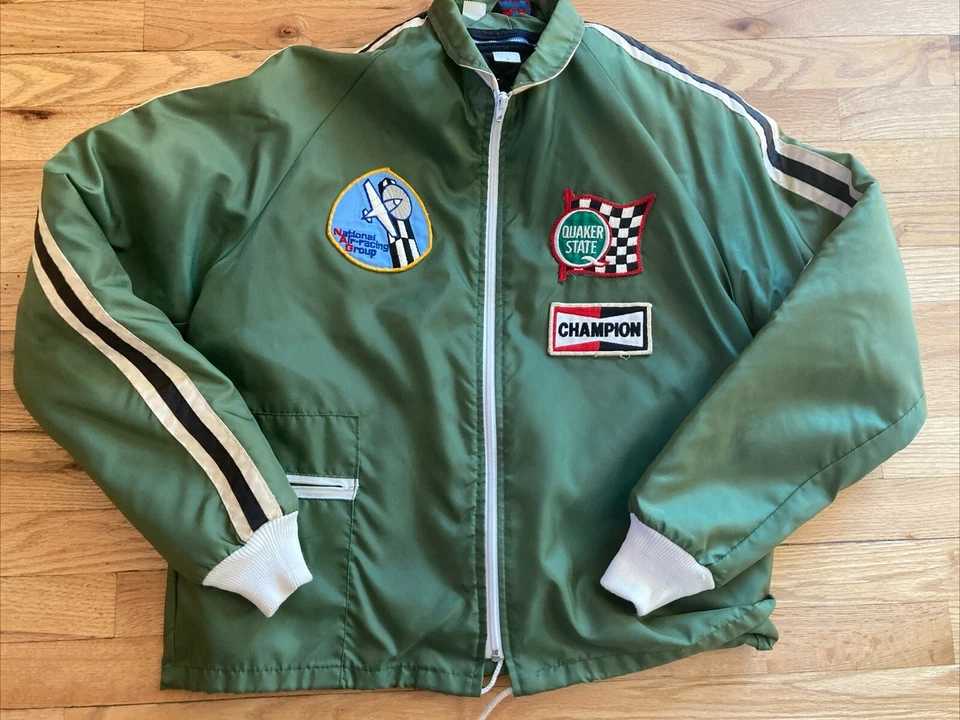 Chaqueta Quaker State Champion Shell Para Hombre M Verde Carreras Corona Rayas al Aceite Años 70 Foto 1 de 4