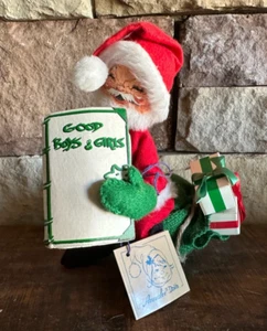 De colección Annalee 1992 8" Santa sentado en bolsa con buena lista de niños y niñas #5225 - Imagen 1 de 11