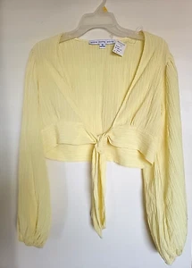 HYFVE Womens Crop Top Open Front Tie Overshirt Yellow  Size M  NEW - Picture 1 of 4
