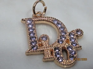 DIOR ZIP PULL 21x23 MM gold tone, lavender crystals THIS IS FOR 1 - Picture 1 of 3