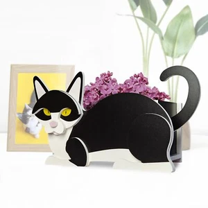Black and White Cat Planter Pet Shape Garden Pots Plant Pots for Indoor/Outdo... - Picture 1 of 7