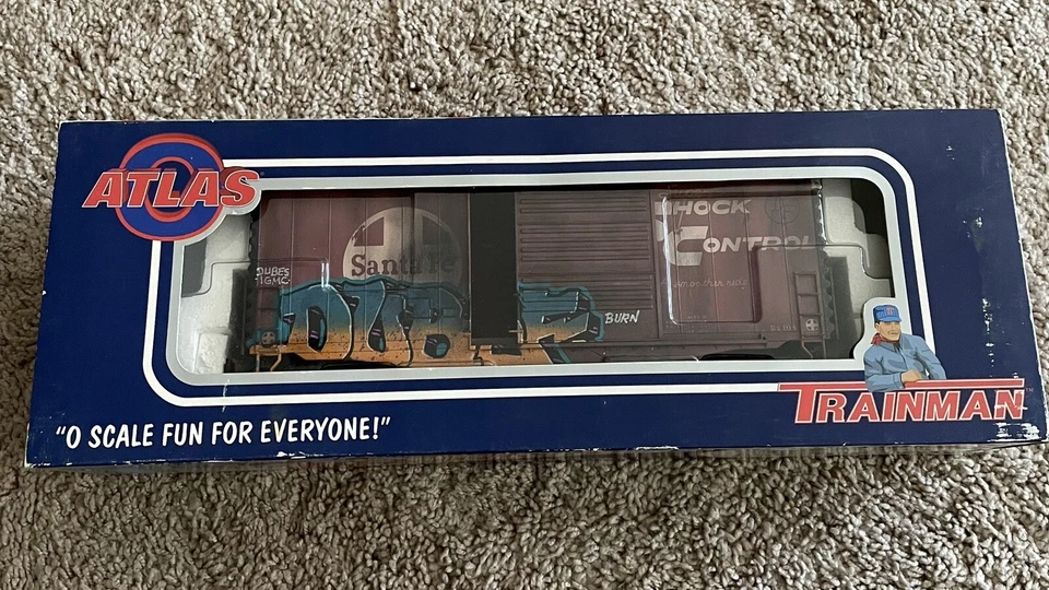 Atlas Trainman O Scale 40’ Custom Weathered Hy-Cube Model Box Santa Fe #14064 - Image 1 of 4