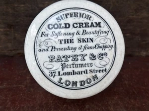 59543 Old Vintage Antique Printed Ironstone Face Cream Pot Lid London Patey - Picture 1 of 12