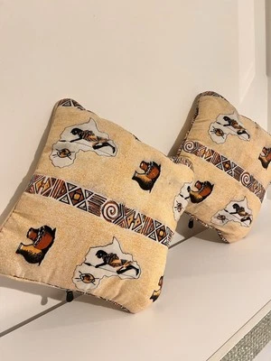 2 Handmade Tribal Cushion Covers 17"X17" Fully Padded Preowned - Image 1 of 4
