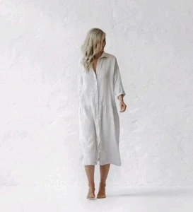 SEASIDE TONES 100% LINEN Dresd White Oversized, One Size - Picture 1 of 9