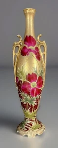 Tall Antique Nippon Vase Art Nouveau Double Handles Japan Gilt Flowers 17” - Picture 1 of 24