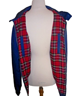 Nuevo~Chaqueta Harrington Original Para Hombre Talla XXL Azul Marino, Forro Tartán a Cuadros Foto 1 de 4