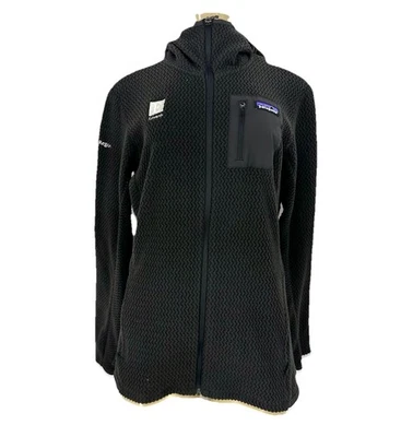Patagonia Grande Mujer R1 Air Cremallera Completa Sudadera con Capucha Térmica Negra LOGO BORDADO CLT Foto 1 de 4