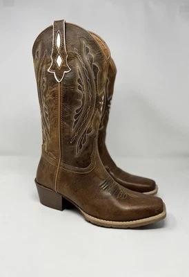 Bota Western Justin para mujer 12" punta cuadrada rizada tostado ceroso - L2962 talla 10 B Foto 1 de 4