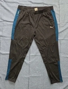 PUMA Pipeline Training Pants Mens Large Navy Blue Logo Tapered Leg Ankle Zip - Picture 1 of 10