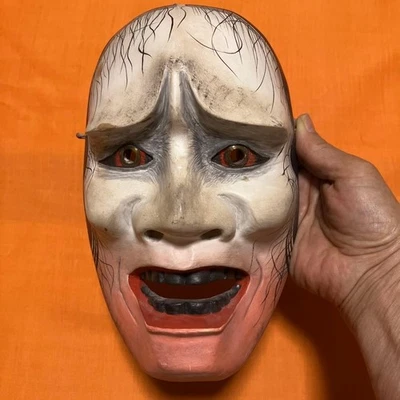 Masque Noh Hannya Hashihime sculpture en bois sculpté à la main Japon ancien - Photo 1/4