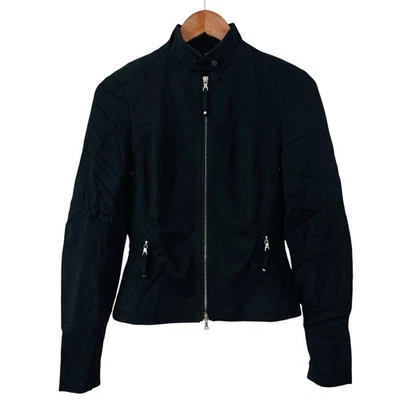 Elie Tahari Womens 2 Black Fitted Wool Blend Knit Zip Up Jacket Moto Biker - Image 1 of 4