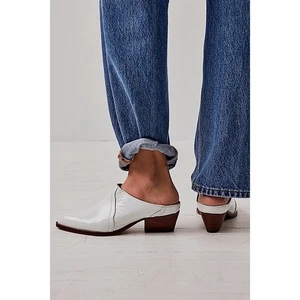 Free People New Frontier Western Mules White Patent Sz:37.5Eu/ 7US Ret$148 - Picture 1 of 8