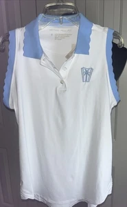 Peter Millar Woman’s Sleeveless Golf Polo White Blue MSRP $90 Small NWT - Picture 1 of 7