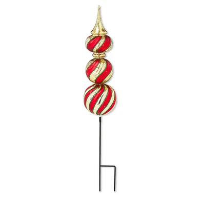 32" Christmas Finial Topiary Ornament Garden Stake Lighted Timer Holiday Decor - Image 1 of 4