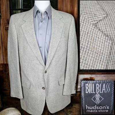 Chaqueta Abrigo Deportivo Bill Blass Para Hombre 40L Beige Cuadros Tweed Lana Foto 1 de 4