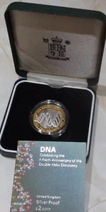 2003 TWO POUND SILVER PROOF COIN + BOX & CERTIFICATE. £2. DOUBLE HELIX DNA. - Picture 1 of 5