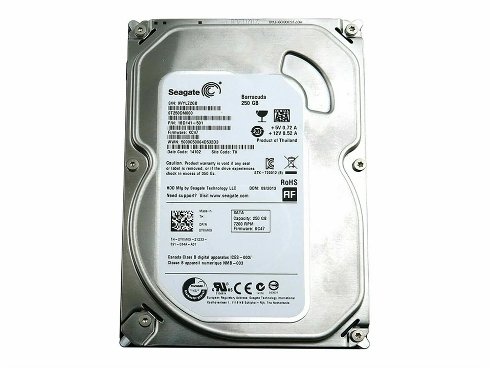 DELL SEAGATE ST250DM000 3.5" 250GB 7200 RPM 16MB CACHE SATA 6GB/S HDD YVMKX - Image 1 of 1