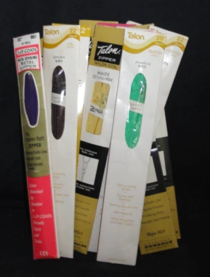 13 NOS Vintage Zippers ~ Talon ~ Neckline, Invisible etc ~ Blue Green Gold Red + - Image 1 of 4