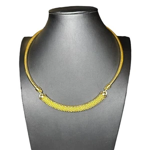 Talbots Bright Yellow Gold Tone Collar Choker Necklace Signed Textured Jewelry - Picture 1 of 7