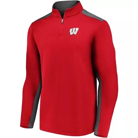 Fanatics Men’s Wisconsin Football Primary Logo 1/4 Zip Pullover Jacket Large L Cover