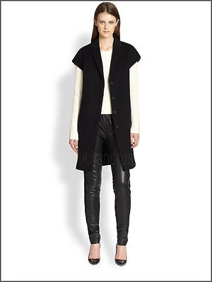 JBrand $995 NWT 100% Brushed  Wool Felt  V-Neck Vest Jacket Coat Black Size S   - Image 1 of 4