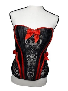 Raven Corset Satin Silhouette with Support  Boning and Floral Lace Overlay  - Picture 1 of 10