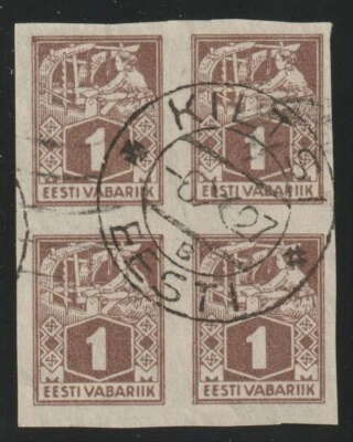 Estonia 1923 #59 Weaver (block of 4) - Used - Image 1 of 3