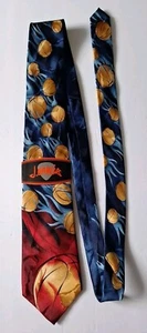 Jerry Garcia Sunset Collection 53 Mens Silk Necktie Blue Orange Balls - Picture 1 of 4