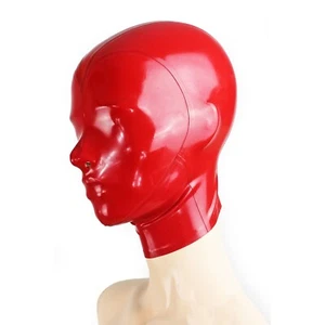 Full Cover Latex Hood Open Nostril Rubber Mask for Catsuit Clubwear Fetish - Picture 1 of 7