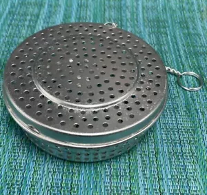 Vtg Large 3” Tea Infuser Metal Tea Ball w Chain Seeper Spice Herb Filter - Picture 1 of 8