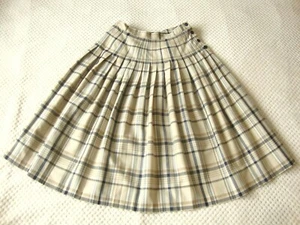 JAEGER True Vintage British Designer High Waist Plaid Pleat Midi Skirt XS 6 28" - Picture 1 of 2