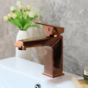 Grifo fregadero de baño oro rosa espacio aluminio mango único y orificio grifo mezclador lavabo - Imagen 1 de 11