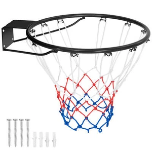 15" Basketball Rim Wall Door Mounted Basketball Hoop w/ All Weather Net - Picture 1 of 9