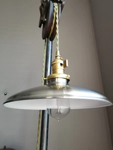 Satin Nickel Porcelain Enamel Shade: 10" Rounded Metal, 2-1/4" fitter, Lampshade - Picture 1 of 4