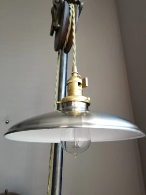 Satin Nickel Porcelain Enamel Shade: 10" Rounded Metal, 2-1/4" fitter, Lampshade - Image 1 of 4